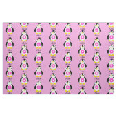 Niedliche Baby-Pinguine mit rosa Blume Stoff (Fat Quarter (45,7 x 55,9 cm))