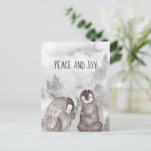 Niedliche Baby Pinguine Winterschnee Frieden und F Postkarte (Stehend Vorderseite)