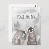 Niedliche Baby Pinguine Winterschnee Frieden und F Postkarte (Vorne/Hinten)