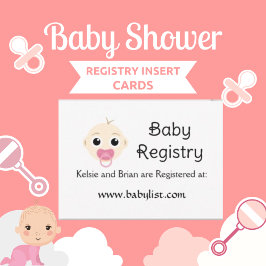 Niedliche Baby Registry Pink Girl Babyduschkarte Einladung