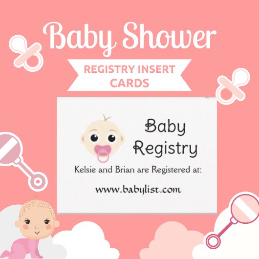 Niedliche Baby Registry Pink Girl Babyduschkarte Einladung