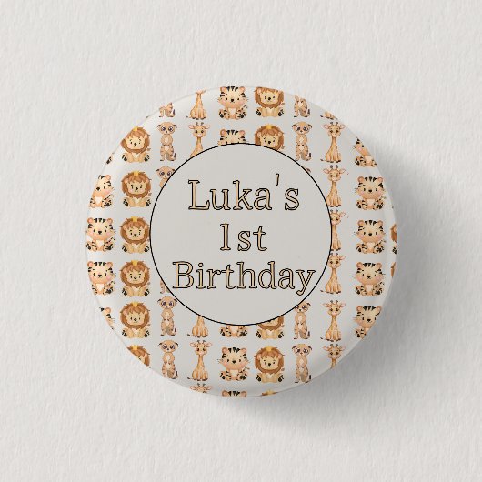 Niedliche Baby Safari-Tiere Button (Vorderseite)