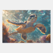 Niedliche Baby-Sea-Schildkröte mit Bläschen Decoup Geschenkpapier Set (Vorderseite 3)