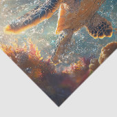 Niedliche Baby-Sea-Schildkröte mit Bläschen Decoup Seidenpapier (Ausschnitt)