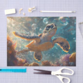 Niedliche Baby-Sea-Schildkröte mit Bläschen Decoup Seidenpapier (Handwerk)