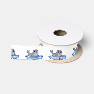 Niedliche Baby-Siegel-Cartoonkinder Satinband