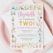 Niedliche Baby-Tiere Alphabet Geburtstag Einladung