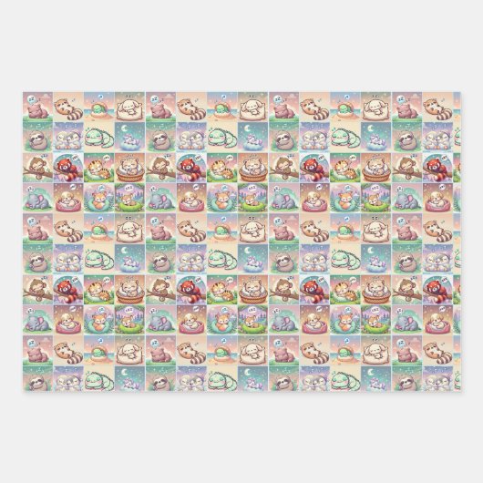 Niedliche Baby-Tiere - Baby-Dusche Packpapier Geschenkpapier Set (Vorderseite 2)