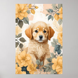 Niedliche Baby-Tiere | Golden Retriever Puppy Poster