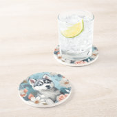 Niedliche Baby-Tiere | Husky Puppy Getränkeuntersetzer (Seite)