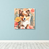 Niedliche Baby-Tiere | Niedlich Shetland Sheepdog  Leinwanddruck (Insitu (Holzboden))