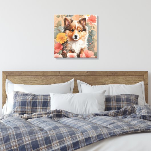 Niedliche Baby-Tiere | Niedlich Shetland Sheepdog  Leinwanddruck (Insitu (Schlafzimmer))