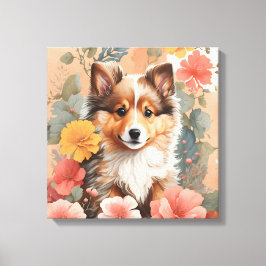 Niedliche Baby-Tiere | Niedlich Shetland Sheepdog  Leinwanddruck