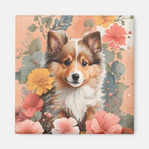Niedliche Baby-Tiere   Niedlich Shetland Sheepdog  Magnet
