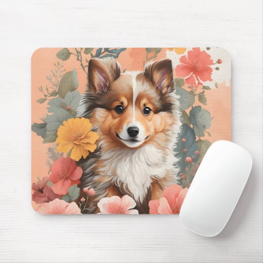 Niedliche Baby-Tiere | Niedlich Shetland Sheepdog  Mousepad (Mit Mouse)