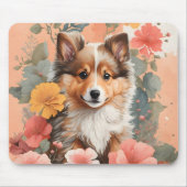 Niedliche Baby-Tiere | Niedlich Shetland Sheepdog Mousepad (Vorne)