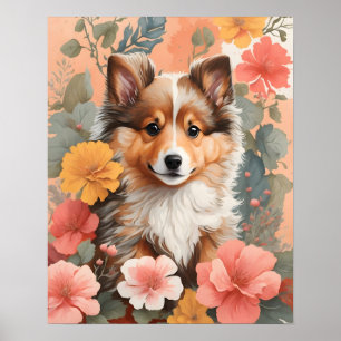 Niedliche Baby-Tiere   Niedlich Shetland Sheepdog  Poster