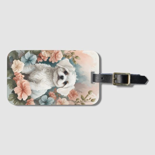 Niedliche Baby-Tiere | Niedlicher maltesischer Wel Gepäckanhänger (Vorderseite (Horizontal))
