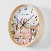 Niedliche Baby-Tiere und Wildblume-Wall-Uhr Uhr (Winkel)
