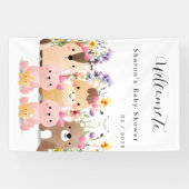 Niedliche Baby-Tiere & Wildblumen Kinderdusche Banner (Horizontal)