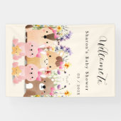 Niedliche Baby-Tiere & Wildblumen Kinderdusche Banner (Horizontal)