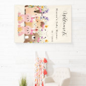 Niedliche Baby-Tiere & Wildblumen Kinderdusche Banner (InSitu)