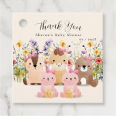 Niedliche Baby-Tiere & Wildblumen Kinderdusche Geschenkanhänger (Vorderseite)