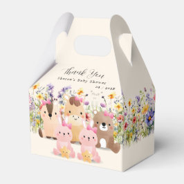 Niedliche Baby-Tiere & Wildblumen Kinderdusche Geschenkschachtel