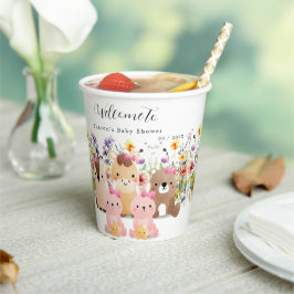 Niedliche Baby-Tiere & Wildblumen Kinderdusche Pappbecher