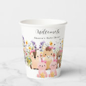 Niedliche Baby-Tiere & Wildblumen Kinderdusche Pappbecher (Rückseite)