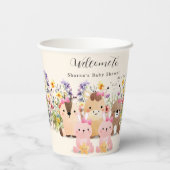 Niedliche Baby-Tiere & Wildblumen Kinderdusche Pappbecher (Rückseite)