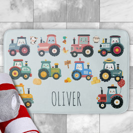 Niedliche Baby-Traktoren in einem Bauernhof Badematte