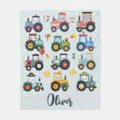 Niedliche Baby-Traktoren in einem Bauernhof Fleecedecke (Vorderseite)