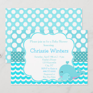 Niedliche Baby- und Kinderwhale Blue Boy Baby Dusc Einladung