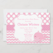 Niedliche Baby- und Kinderwhale Pink Girl Baby Dus Einladung (Vorderseite)