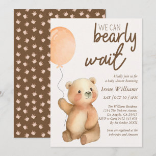 Niedliche Baby Wait Teddy Bear Baby Dusche Einladung