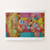 Niedliche Babybällchen jonglieren farbige Kugeln Puzzle (Horizontal)