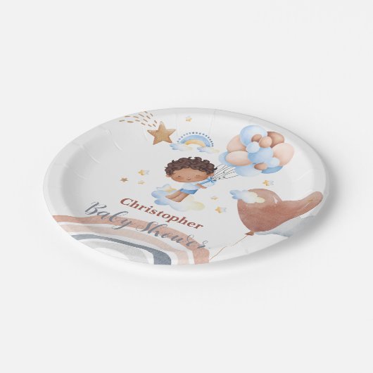 Niedliche Babyballon - Afrikanische Kinderdusche Pappteller (Schrägansicht)