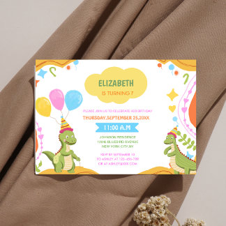 niedliche Babydinosaurier, bunter Geburtstag eines Einladung