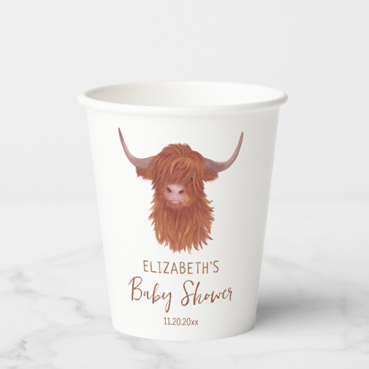 Niedliche Babydusche aus Highland Pappbecher (Vorderseite)