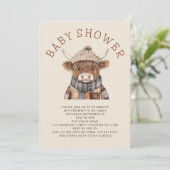 Niedliche Babydusche aus Hochland Einladung (Stehend Vorderseite)