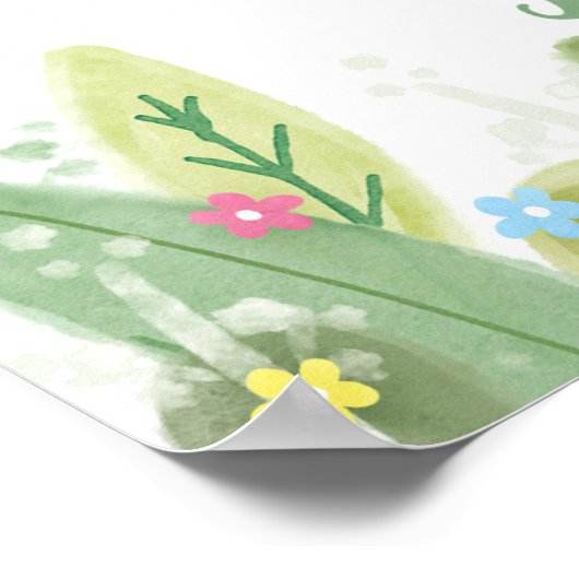 Niedliche Babydusche Begrüßung mit Mutter und Kind Poster (Ecke)