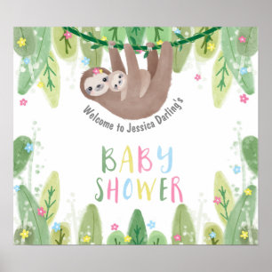 Niedliche Babydusche Begrüßung mit Mutter und Kind Poster