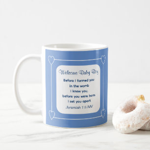 Niedliche Babydusche Bibel Verse Streifen blaues P Kaffeetasse