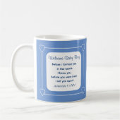 Niedliche Babydusche Bibel Verse Streifen blaues P Kaffeetasse (Links)