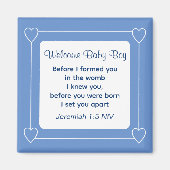 Niedliche Babydusche Bibel Verse Streifen blaues P Magnet (Vorne)