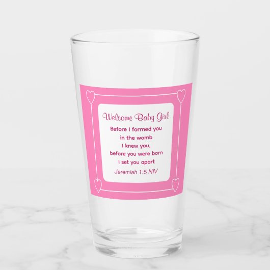 Niedliche Babydusche Bibel Verse Streifen rosa Par Glas (Vorderseite)