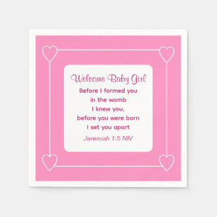 Niedliche Babydusche Bibel Verse Streifen rosa Par Serviette