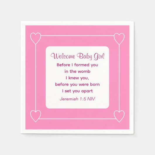 Niedliche Babydusche Bibel Verse Streifen rosa Par Serviette (Vorderseite)