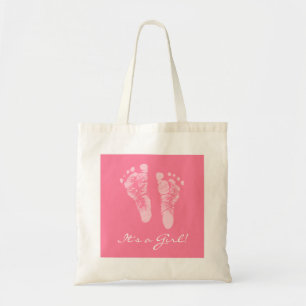Niedliche Babydusche Die Pink-Girl-Babyspuren Tragetasche